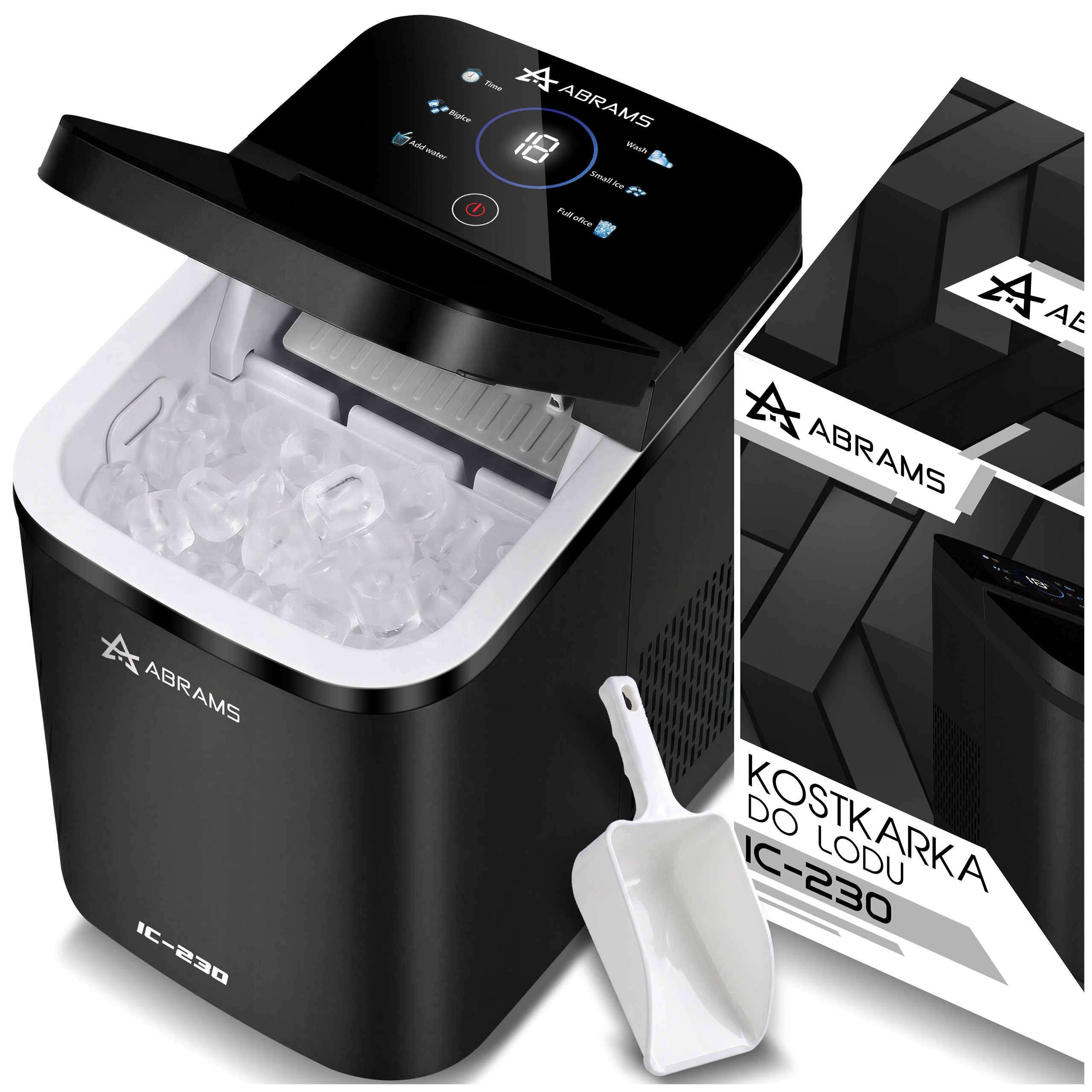 Výrobník ľadu ABRAMS IC-230, 12 kg/24 h, 130 W, 1,5 l, čierny
